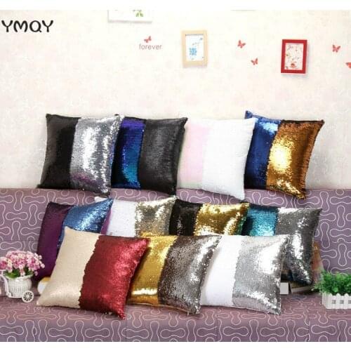 2019 DIY Two Tone Glitter Sequins Throw Pillow Case Coussin Decorative 3D Cushion Cover Case Sofa Car Covers almofada