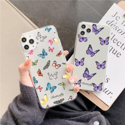 Cute Butterfly Phone Case For Xiaomi Note 10 9 9t 9 lite A3 For Redmi Note 8 Pro 8t 9s Note 8 7 POCO X3 Soft Clear Back Cover