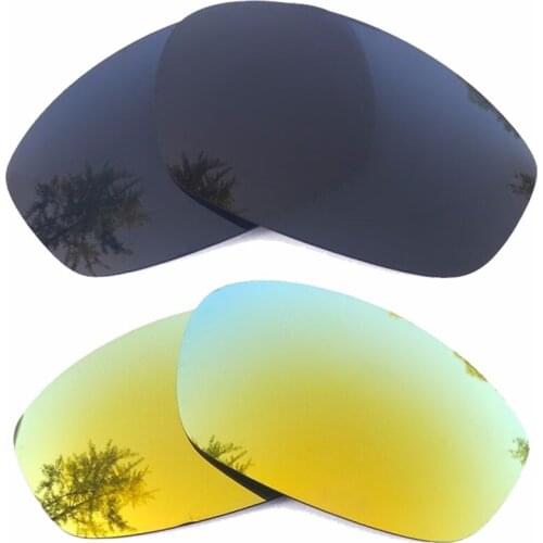 Black & 24K Gold Mirrored Polarized Replacement Lenses for Blender Frame 100% UVA & UVB
