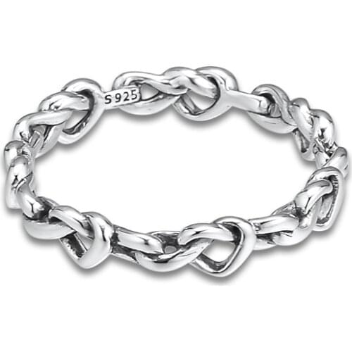 CKK Ring Knotted Hearts Band Rings for Women Men Anillos Mujer sterling silver Bague plata 925 Para Jewelry Wedding Engagement