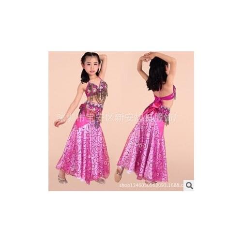 Kids Belly Dance Costumes professional 3pcs Bra &Belt &Skirt Child Bollywood Costumes Danza Del Vientre Girl indian Clothes