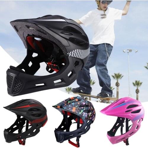 Children Sports Full Face Helmet with Taillights for Kids Bicycle Helmet Riding Skating Motorcycle Helmet for 3-10 years old