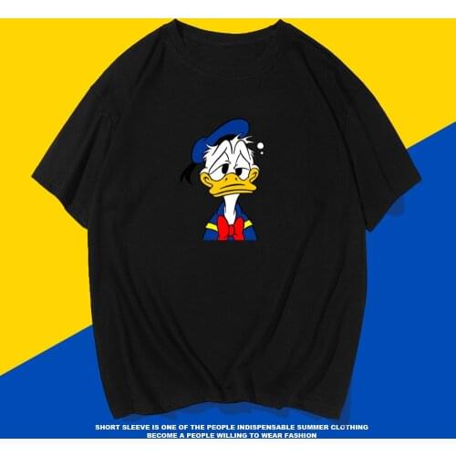 Disney Mickey Mouse Donald Duck Harajuku High Street Print Trend Large Size Short Sleeve T-Shirt Mens T-Shirt Top Men Clothing