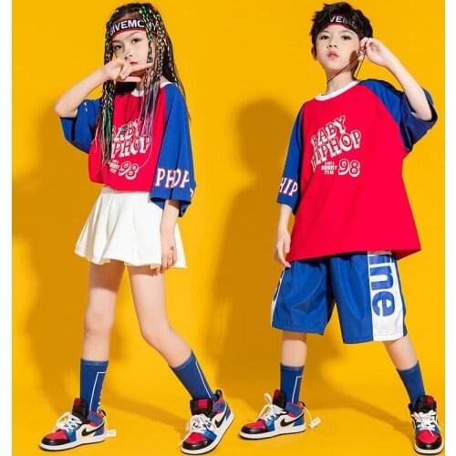Kid Hip Hop Clothing Graphic Tee Oversized T Shirt Top Streetwear Summer Shorts Skirt for Girls Boys Dance Wear Costume Clothes