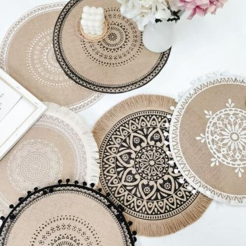 Handmade Insulation Cup Cushion Cotton Linen Drink Coaster Non-slip Coffee Cup Mats Table Placemats Kitchen Decoration