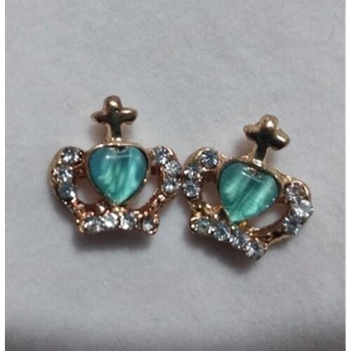 Korean Version Of The New Simple Cross Earrings Ladies Hollow Crown Rhinestone Earrings Womens Jewelry
