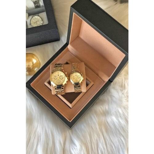 Double Rose Gold Steel Cord Women Men Wrist watch