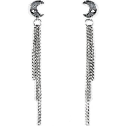 New Arrival Long Chain Tassel Drop Earrings For Women Statement Korean Moon Star 925 Sterling Silver Earring Party Gifts Jewelry