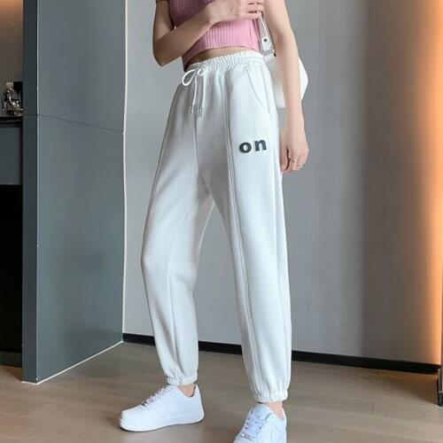 Autumn new Elastic High Waist white Sports Pants Joggers Women Harem Pants Harajuku Streetwear Hip Hop Sweatpants Woman Trousers