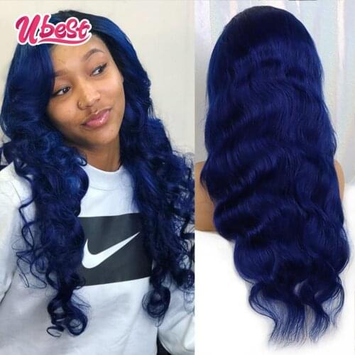 1B/Blue Colored Human Hair Wigs for Women Transparent Lace Front Body Wave Wig 180Density 1B/Orange Pre-Plucked Lace Frontal Wig