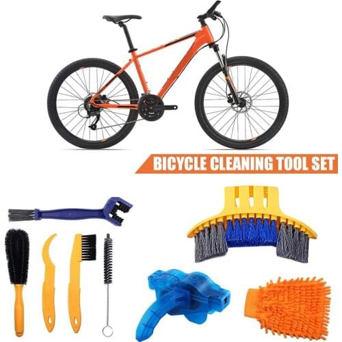Portable 1set Bicycle Cleaing Tool Kits Cycling Chain Tire Cleaner Brushes For Bicycle Cleaners Accessories Bike Cleaning Gloves