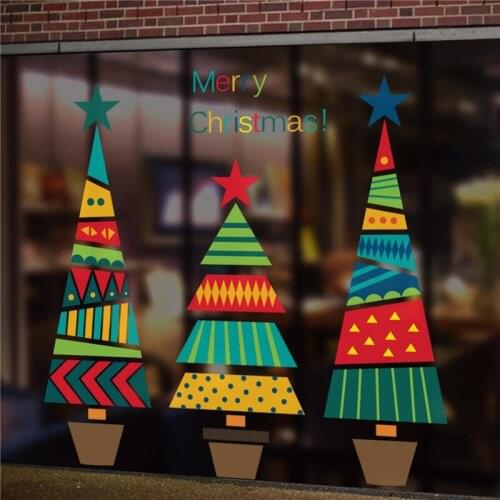 Merry Christmas Wall Stickers Fashion Large Size Christmas Tree Window Room Decoration PVC New Year Home Decor
