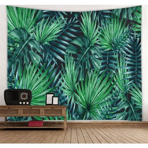 Nordic green leaf background tapestry digital printing decorative fabric factory direct special offer
