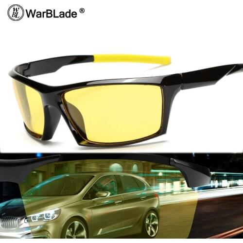 WarBLade New Night Vision Sunglasses Men Brand Designer Fashion Polarized Night Driving Enhanced Light At Rainy Cloudy Fog Day