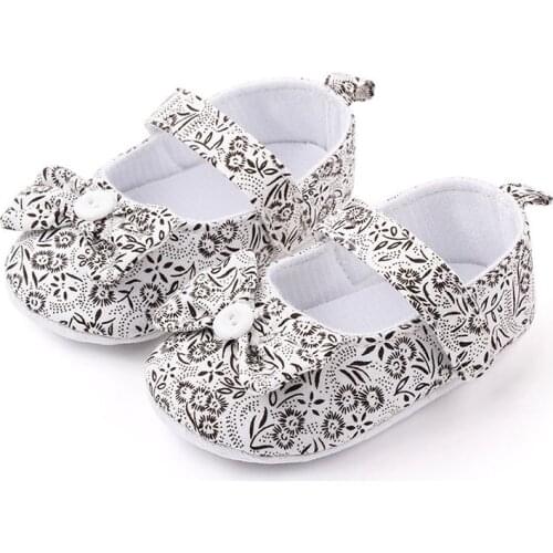 Baby Girls Shoes Flower Print Anti-Slip Toddler Soft Soled Casual Walking Shoes 2021
