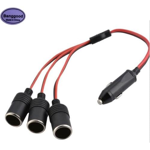 High Power 3 Way 120W 10A Universal 12V 24V Car Cigarette Lighter Charger Plug Socket Connector Splitter Cable Adapter with Fuse