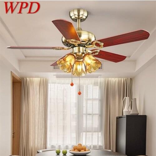 WPD Ceiling Fan And Light With Wood Blade 220V 110V Modern Fan Lighting for Home Dining Room Bedroom Restaurant