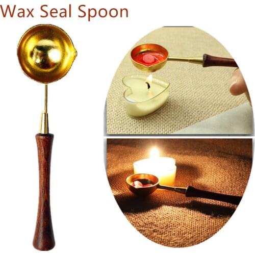 WYSE Sealing Wax Spoon Brass/steel Seal Stamp Spoons with Rosewood Handle for Wedding Post Gift Vintage craft Decor card making