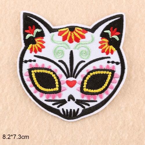 Beautiful Cat Head Iron On Patch Embroidered Clothes Patch For Clothing Boys Clothes Stickers Garment