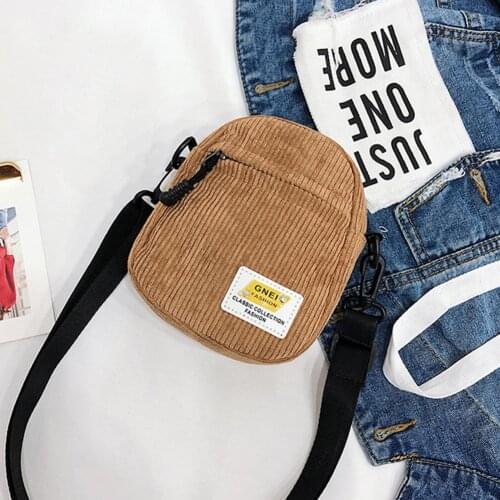 Women Mini Canvas Shoulder Bag Small Corduroy Cloth Messenger Bag for Keys Phone Pink Crossbody Bags Cute Zipper Purse for Girls