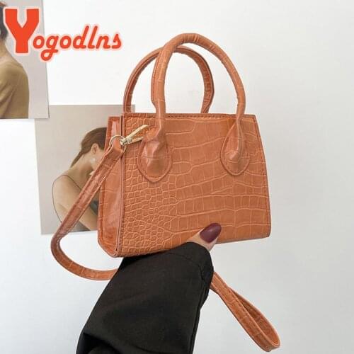 Yogodlns Crocodile Pattern PU Leather Crossbody Bags For Women Chain Female Shoulder Handbags Mini Purses Travel Cross Body Bag