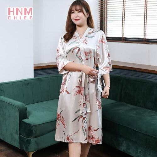 Oversize Women Silk Sleepshirts Sexy Loose Elegant Ladies Robe Casual Fashion Print Nightdress Daily Comfort Pyjama Satin Femme