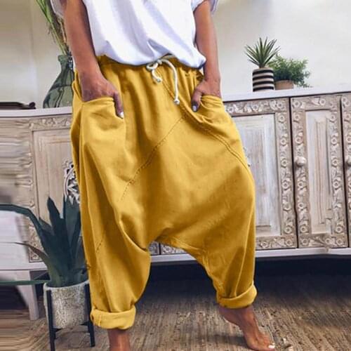 Overdsized Women Casual Loose Drawstring Pockets Drop Crotch Baggy Trousers Harem Pants Indie Style Fashion Pantalones Vintage