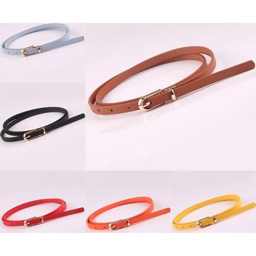 Women Slim thin Dress Waist Belt Leather Belt Buckle Black White Blue Skinny Female Belt Waistband