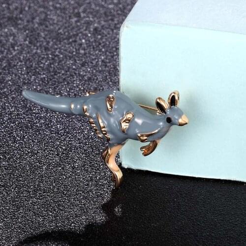 Zlxgirl small carton men jewelry fashion gray Enamel kangaroo animal hijab pins Christmas gifts statement punk hijab Scarf pin