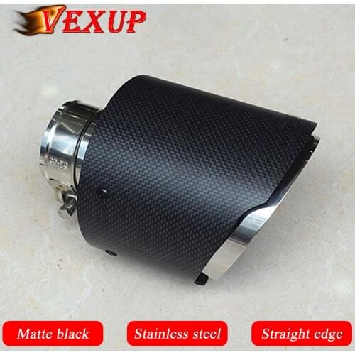 1PCS Car Exhaust Pipe Muffler Tail Pipe Muffer Tip Universal Stainless Steel Pipe Matte Carbon Straight/Roll Edge