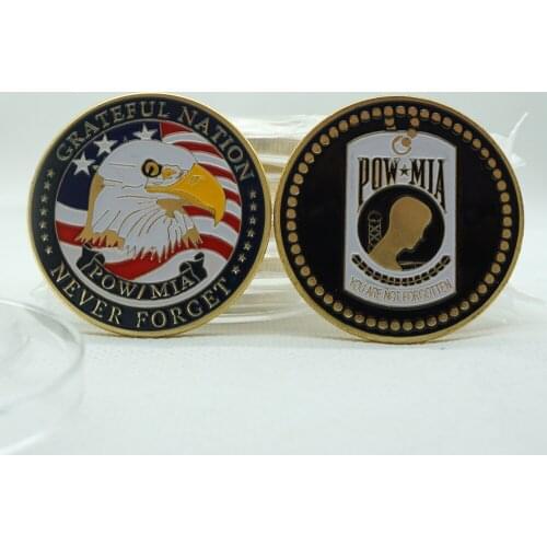1pcs Grateful Nation American Bald Eagle Coin Never Forget Military Army Gold Plated Coins sample order