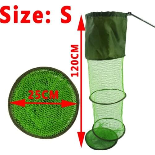 1 Piece Fish Keeper Foldable Small Mesh Fish Creel Mini Size Panfish fishing Keep Net Cage 25cm X 120cm