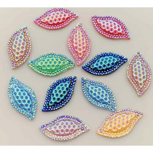 16mm*30mm mixed color double row drilling resin archaize rhinestone eye flat back hand sewing stone 12pcs/ lot
