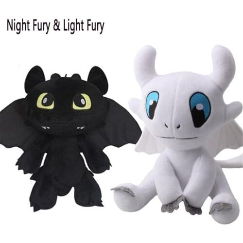 2019 How to Train Your Dragon 3 Plush Toy Night Fury Light Fury Toothless Soft Stuffed Doll White Dragon Birthday Gift 30cm