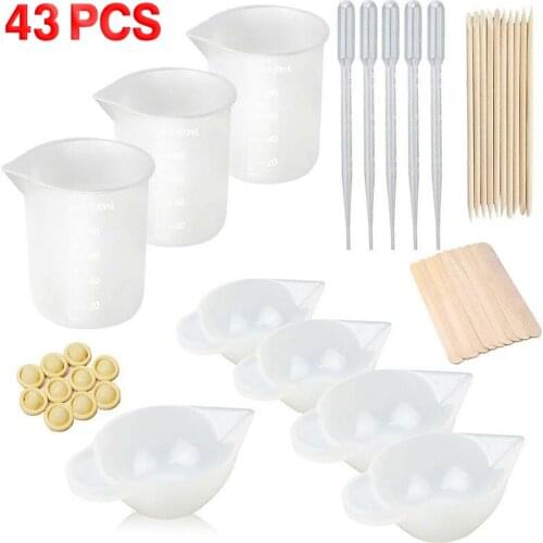 43Pcs Epoxy Glue Tool Set Mixed Style Pad Measuring Cup Stirring Rod