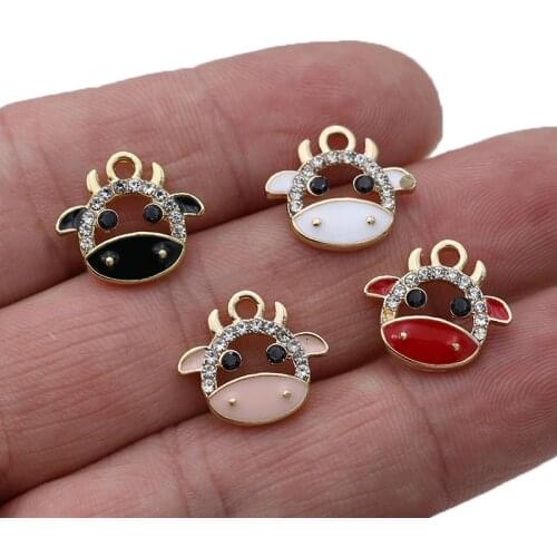 5Pcs Gold Color Enamel Ox Cow Charm Pendant for Jewelry Making Bracelet Necklace DIY Accessories Earrings Handmade Craft
