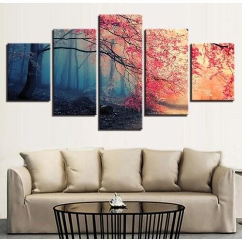 5d DIY Diamond Painting 5 Pieces Sakura Tree landscape 3D Square round Drill Diamond Embroidery Kit Full Diamond Mosaic WW269