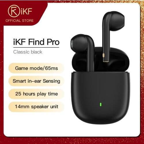 IKF Find Pro Wireless Earbuds Gaming Touch Control TWS Bluetooth 5.0 with 500mAh Charge Case Waterproof AAC Stereo Sound Black