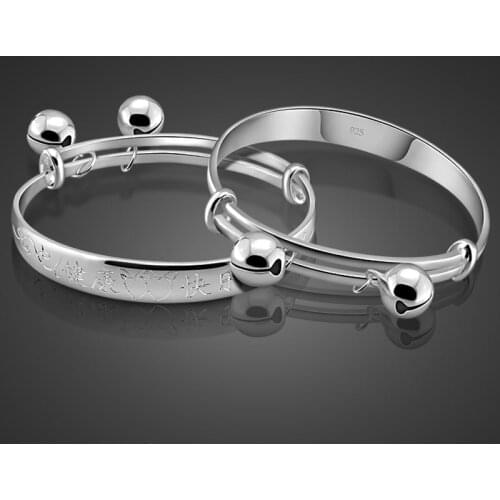 Chinese style childrens 925 sterling silver bracelet bells bracelet solid silver bracelet baby popular jewelry Free shipping