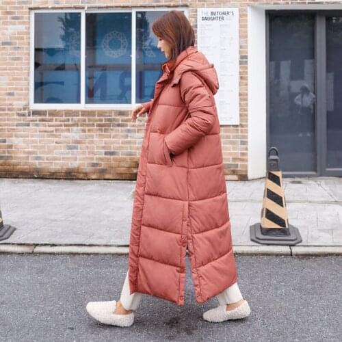 Brieuces Winter Women Jacket X-long Hooded Cotton Padded Female Coat High Quality Warm Outwear Womens Parka Manteau Femme Hiver