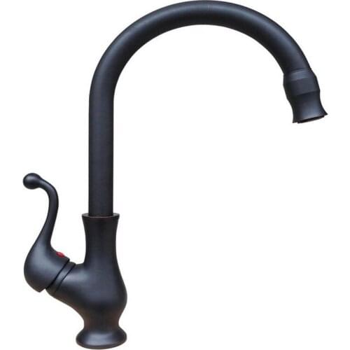Black Oil Rubbed Bronze Kitchen Wet Bar Bathroom Vessel Sink Faucet Mixer Tap Single Hole Swivel Spout One Handle mnf333
