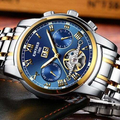 KINYUED Men Watch Mechanical Tourbillon Luxury Fashion Brand Full Steel Men Sport Watches Mens Automatic Watch Relogio Masculin
