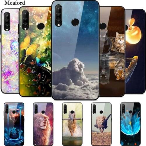 Case For Huawei P20 Lite P30 Lite Tempered Glass Hard Phone Case Luxury Coque For Nova3E 4E Protective Bumper Shockproof Funda