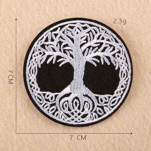 Skull The Tree Of Life In Norse Patches for Kids Clothes Sew Iron on Appliques DIY Embroidery Stickers Round Badges