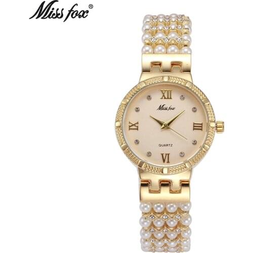 Elegant Fashion Golden Women Jewelry Watches Famous Brand Luxury Ladies Crystal Pearl Wrist Watch Woman Casual Clock Reloj Mujer
