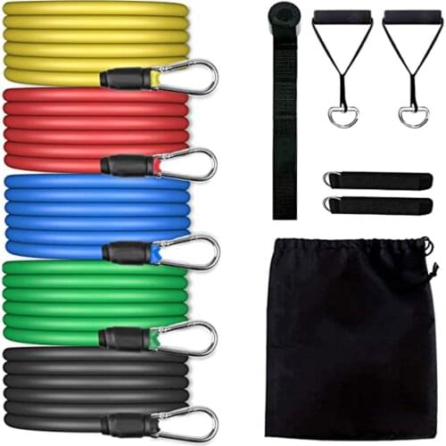 11Pcs/Set Latex Resistance Bands Gym Door Anchor Ankle Straps With Bag Kit Yoga Exercise Rubber Loop Tube Fitness Equipment