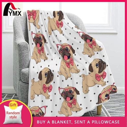 FYMX Cute Bulldog Soft Blankets Cartoon Animal Design Flannel Blanket For Kid On The Bed Sofa