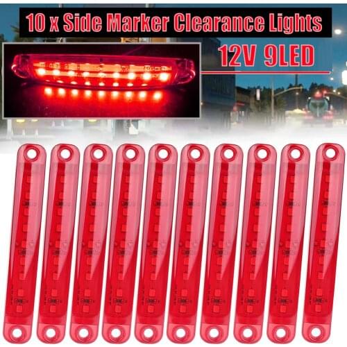 10Pcs 9LED Bus LED Lights Side Marker Light Waterproof LED Light Tail Indicator Parking Lights For Truck Trailer Lorry Bus