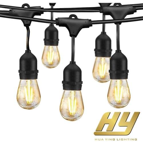 HY 10M/15M Patio Suspension String Lights Christmas Wedding Birthday Party Outdoor Waterproof S14/E27 Edison LED Bulb for Garden