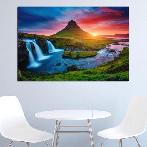 Iceland Waterfall Nature Landscape Canvas Painting Print Bedroom Home Decor Modern Wall Art Oil Painting Poster Pictures Artwork